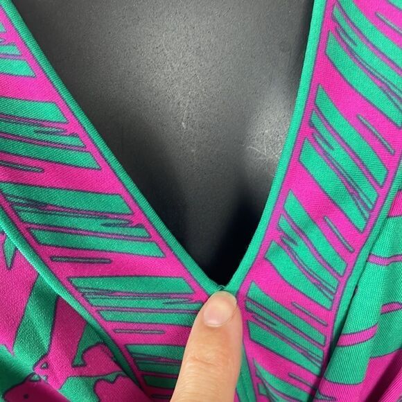 BCBG Hot Pink & Kelly Green Faux Knotted Front Dress sz XS - Picture 3 of 6